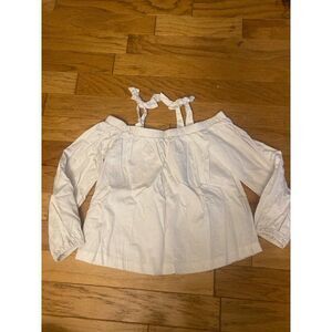 Habitual women's White Off-Shoulder Top With Tie Straps & Long Sleeves size 10